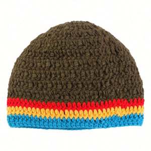 Bonnet unisexe en gros avec bande large colorée, style hip-hop, bonnet tricoté d'extérieur en acrylique, casquette d'hiver - Product Image 5