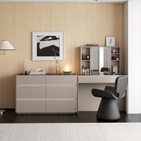 Miroir de maquillage multifonctionnel en bois de style italien, réglable en hauteur, sensation luxueuse haut de gamme, intelligent et électrique pour chambre à coucher