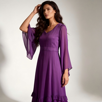 Mittelalterliches Hexen-Chiffon-Maxikleid, Gotisches Vampir-Kostüm mit Glockenärmeln für TV & Film, Damengrößen