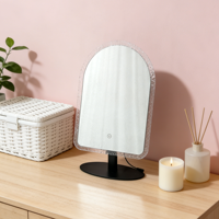 Miroir LED en acrylique Popsicle 36x50cm, miroir de maquillage éclairé à bord texturé, miroir de maquillage à commande tactile avec support en fer