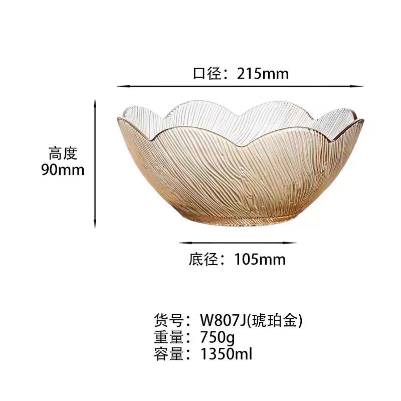 Wholesale High Quality Glass Bowls High temperature spray color dishwasher safe fruits bowls
