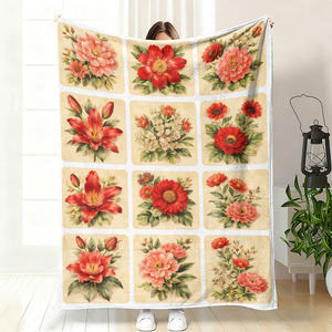 Manta de Franela con Motivo Floral, Manta Ligera y Transpirable para Cama, Sofá o Sillón, Impresión Personalizada, Venta al Por Mayor - Product Image 3