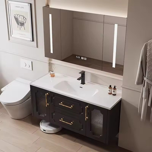 Mobile impermeabile <span class=keywords><strong>salvaspazio</strong></span> moderno da bagno a parete con lavandino - Product Image 6