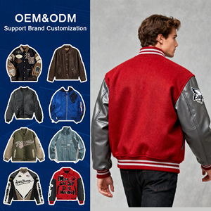 Giacca Varsity in Pelle Rossa Personalizzata OEM per Uomo, Giacca Letterman Vuota con Logo Ricamato - Product Image 4