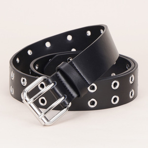 Cinturón de cuero estilo punk para <span class=keywords><strong>mujer</strong></span> con hebilla de doble punta, ojales metálicos de cobre, cinturón de cintura de alta calidad, estilo vintage para jeans - Product Image 2