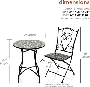 Meubles de jardin en plein air loisirs meubles de jardin table et chaise jambes en métal patio table en céramique verre marbré mosaïque Bistro ensemble - Product Image 5