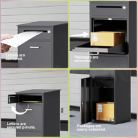 Boîte à colis extérieure WELDON en acier inoxydable, étanche, antivol, autoportante ou murale, avec serrure à clé, design durable, boîte de dépôt pour courrier