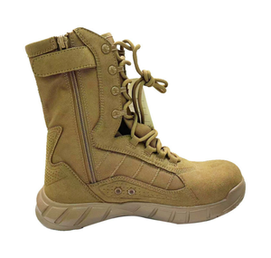 Bottes de combat légères TSB0109 noires de 9,5 pouces avec semelle extérieure en PU et daim microfibre, fermeture éclair latérale - Product Image 1