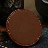 Sous-verre rond en cuir PU, résistant à la chaleur, antidérapant, pour tasses à café et à thé, décoration de table, logo personnalisé disponible