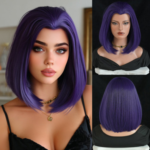 Parrucca Cosplay Titan Raven di Alta Qualità per Donne, Morbida e Soffice, in Fibra Resistente alle Alte Temperature, <span class=keywords><strong>Capelli</strong></span> Corti Lisci <span class=keywords><strong>Viola</strong></span>, Stile Ragazza Magica Scura - Product Image 6