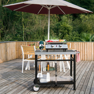 Double Tier Outdoor Barbecue <b>Worktable</b> Cart, Heavy Duty Stainless Steel BBQ Prep Cart for Patio Restaurant Outdoor Cooking - Product Image 5