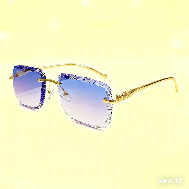 Elegant Gold Photochromic Diamond Cutting Sunglasses for Men and Women Custom Rimless Luxury UV400 Designer Eyewear Style sunglasses brand luxury lentes sol lunettes de soleil de marque
