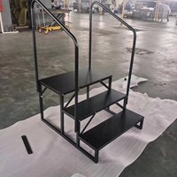 Escalier portable robuste à trois marches avec rampes, idéal pour l'extérieur, camping-car, spa, véranda, structure en acier
