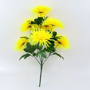 Proveedores de Yiwu barato 7 cabezas Flor de seda falsa decoración tumba crisantemo flores artificiales ramo para funeral - Product Image 5