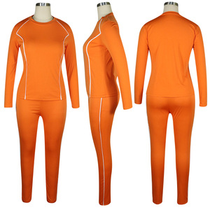Promotion Exceptionnelle <span class=keywords><strong>2022</strong></span> Ensemble Décontracté Deux Pièces à Rayures, Col Rond Sexy, Vêtements de Détente Moulants pour Femmes, Avec Logo Personnalisé, Grandes Tailles - Product Image 5