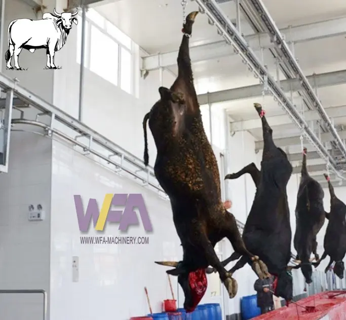 WFA Cattle Abattoir Slaughtering Line Machine Automatic Bleeding Hoist For Cow Slaughterhouse