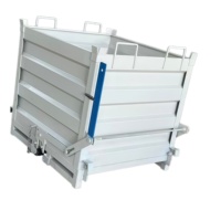 Bac à ferraille auto-vidant empilable en acier haute résistance pour le stockage et la manutention des copeaux et résidus métalliques en usine