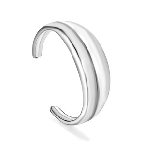 Bracelet ouvert géométrique en acier inoxydable plaqué or 18 carats, surface lisse, pour femmes - Product Image 5