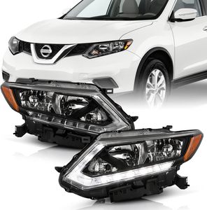 Autolamp Drl para halógeno modelo 2014 2015 2016 Nissan <span class=keywords><strong>Rogue</strong></span> conjunto de Faros con faro negro conductor y lado del pasajero - Product Image 2