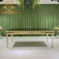 Ensemble de table à manger de luxe moderne avec cadre en acier inoxydable et plateau en verre trempé - Durable pour les hôtels, les mariages, les fêtes et l'utilisation en extérieur