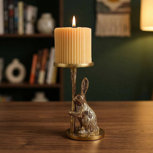 Portavelas Decorativo de Aluminio con Forma de Conejo para Pascua, Centro de Mesa para Bodas, Comedor, Sala de Estar, Hogar - Product Image 1