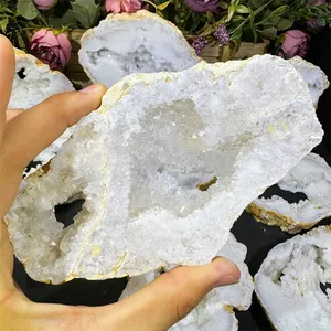 Wholesale Crystals Crafts White Agate Geode Druzy Slice Crystal Healing Stone For Decoration