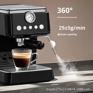 Cafetera Semiautomática Italiana de 3-5 Tazas con Control de Temperatura y Espumador de Leche Integrado para Comercio Transfronterizo - Product Image 1