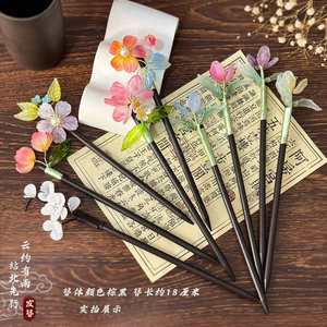Luxury Ancient Style Hairpin Vintage Elegant Chinese Wooden Hair Stick for Women Handmade Exquisite <b>Flower</b> Tassel Hairpins - Product Image 3