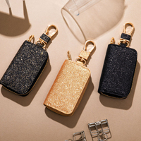 Mini porte-clés de voiture universel Starlight Sparkle Shine Porte-clés unisexe en cuir PU avec chaîne en métal