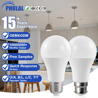 Ampoule LED de haute qualité, matières premières en gros, 5W-24W, E27, B22, durable, longue durée de vie, pour intérieur, extérieur, maison, bureau