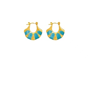 Boucles d'oreilles créoles en acier inoxydable plaqué or 18 carats PVD avec émail pour femmes |   Design élégant et coloré |   Hypoallergénique et inaltérable - Product Image 6