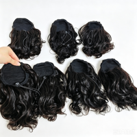 Queue de cheval Letsfly facile à poser, cheveux naturels 9A, style à cordon et à enrouler, lisses, ondulés, bouclés, 100% cheveux humains