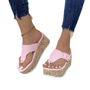 Summer Women's Thick Sole Wedge Sandals New Independent Station Buckle Outdoor <b>Slippers</b> Plus Size Foreign Trade Stock - Product Image 5