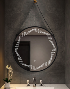 <span class=keywords><strong>Miroir</strong></span> mural en alliage d'aluminium rond et étanche avec sangle suspendue <span class=keywords><strong>Miroir</strong></span> à <span class=keywords><strong>LED</strong></span> pour salon, hôtel, salle de bain - Product Image 1