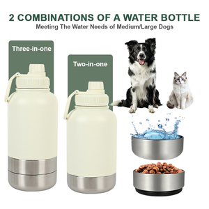 Bouteille d'eau isotherme 3-en-1 en acier inoxydable pour chien avec gamelle intégrée, gourde de voyage portable, logo personnalisé, 1000 ml (32 oz) - Product Image 5