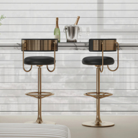 Tabourets de bar modernes en acier inoxydable avec coussins en cuir hauteur réglable pour les salles à manger familiales meubles de salon