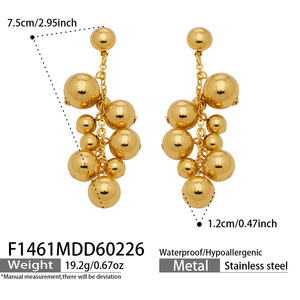 Boucles d'oreilles clous en acier inoxydable plaqué or 18 carats, inaltérables, tendance, vente en gros - Product Image 5