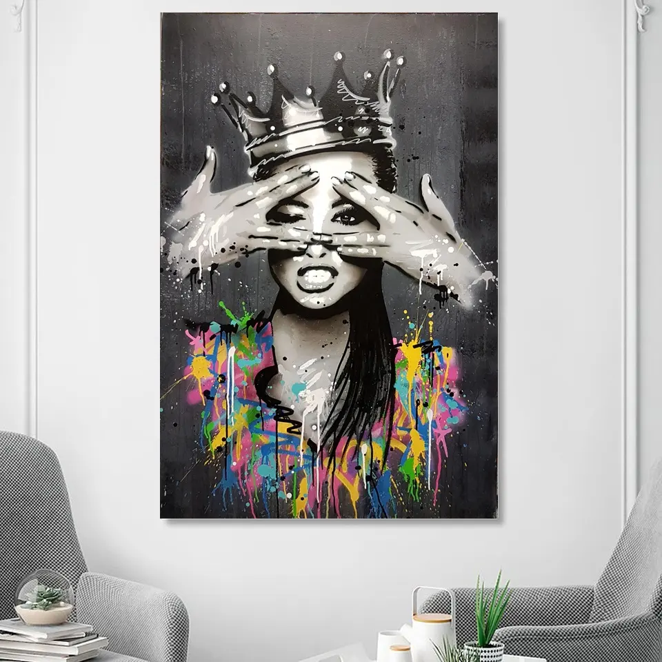 Home Decor Canvas Schilderij Figuur Muur Art Graffiti Pop Art Posters Abstract Vrouwen Schilderen