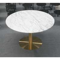 Table de salle à manger moderne en marbre avec plateau en marbre, table de bistrot personnalisée pour restaurant, café, salle à manger, avec pieds en laiton, deux places