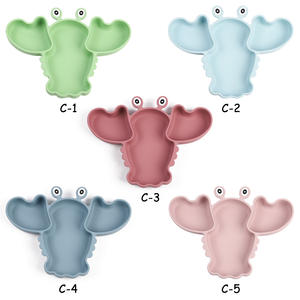 ES-Pro Sevimli BPA İçermeyen Gıda Sınıfı Platin Silikon Bebek Istakoz Tabak Çocuk Yemekleri İçin Mikrodalgada Kullanılabilir Yumuşak Vakumlu Tasarım - Product Image 6