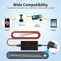 Kit Kabel Hardwire Dash Cam Tipe-C 12V 24V ke 5V 3A 3-Kabel, Kabel Step Down dengan Proteksi Tegangan Rendah yang Dapat Disesuaikan untuk Mode Parkir