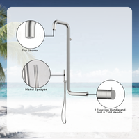Douche extérieure portable moderne en acier inoxydable de haute qualité, robinet de douche extérieur mural chaud/froid
