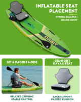 Planche de paddle gonflable antidérapante avec siège de kayak, sac à roulettes, planche de SUP ultra large de 35 pouces pour les sports nautiques