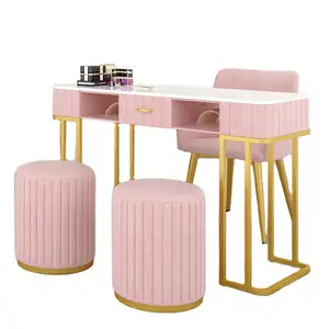 Conjunto de tabela de unhas para manicure, jogo de mesa de unhas portátil de salão moderno rosa