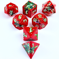 Juego de 7 dados acrílicos para regalo de Navidad, dados con números en blanco y verde con bordes afilados para juegos de DND y fiestas navideñas, venta al por mayor con MOQ bajo