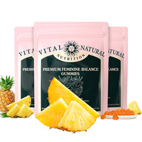 Bonbons Gommeux Premium Équilibre Féminin Saveur Ananas Complément Alimentaire pour Femmes Soutien Immunitaire Croissance Capillaire Sachet Doypack OEM