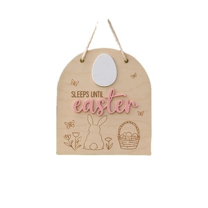 Party Decor <b>Egg</b> <b>Hunt</b> Countdown Sign-Plywood & Acrylic Indoor Hanging Display With <b>Easter</b> Bunny Visits Message - Product Image 1