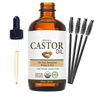 Top sale castor oil cold pressed organic hair growth oil treatments for eyelashes eyebrow growth 100% castor oil for hair growth
