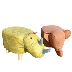 Taburete de dibujos animados de animales, de madera maciza, de colores mixtos, suave, para niños. - Product Image 5