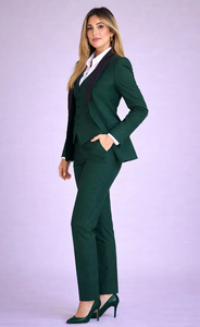 <b>Black</b> <b>Pinstripe</b> Women Suit Set 3 Piece Pantsuit with Blazer Vest and <b>Trousers</b> Elegant Office Business Suit Tailored Formal Wear - Product Image 2